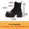 Retro Martin Stiefel Herbst und Winter neu 2025 Damen Lederstiefel einfarbig schlichte Mode dicksohlige mittelhohe Stiefel runde Spitze Lederstiefel