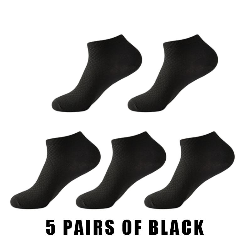 5 Pairs Men Short Socks Bamboo Fiber High Quality Crew Ankle Casual Business Breathable Soft Compression Low-Cut Socks for Male