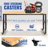 Workbench Adjustable Height, 155 x 51 cm Garage Table w/ 80 – 105 cm Heights & 720KG Capacity, with Power Outlets & Hardwood Top & Metal Frame &