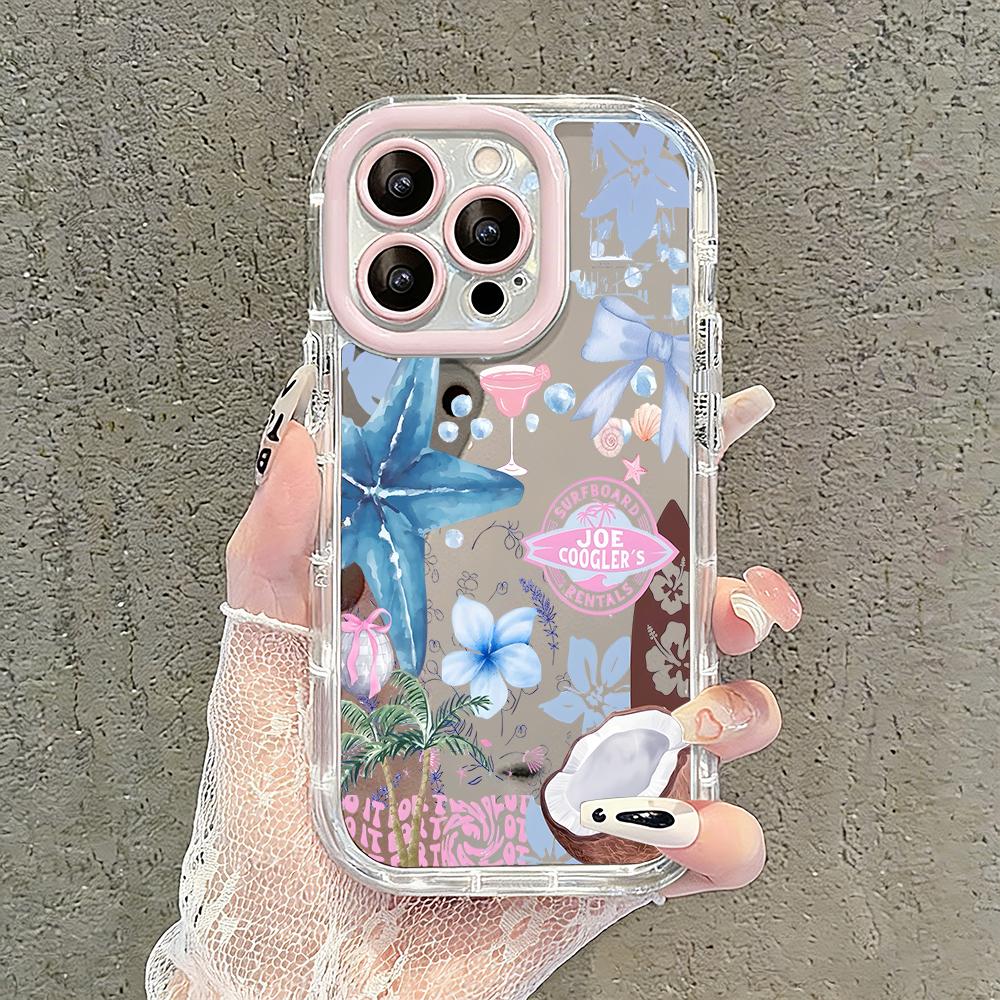 Summer Marine Elements Pattern Mirror Phone Case For iPhone 17 Air 16 Pro Max 17 15 14 13 12 11 8 Plus X Protection Back Cover
