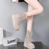 Small hollow out breathable thick sole height increasing cool boots for women, summer fashion, sponge cake thick sole short boots