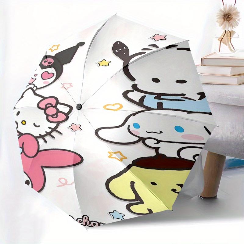 Hello Kitty,Sanrio Characters Automatic Folding Umbrella-Simple 8-Rib Design, Bright Cartoon Pattern, Durable Iron Frame, Suitable For Trave