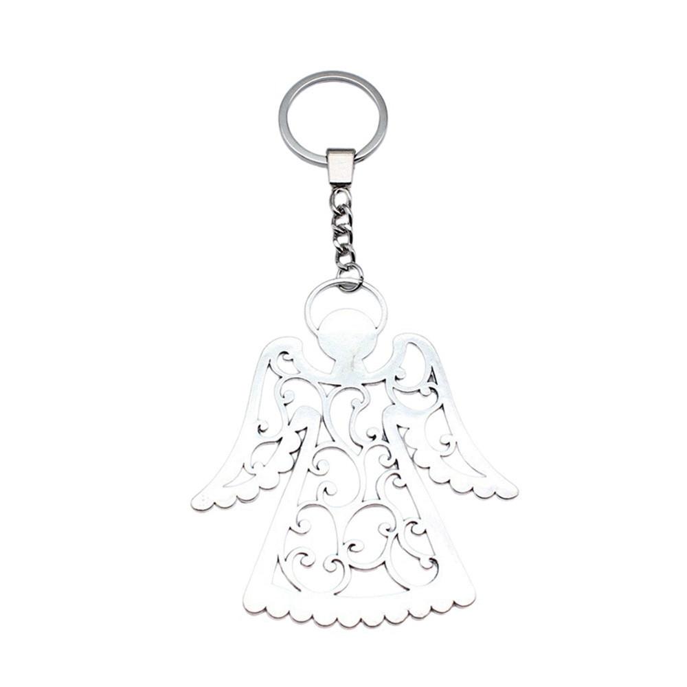 Filigree Angel Pendant Keychain Religious Spiritual Key Holder 30mm Ring