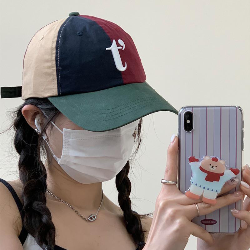 Retro color matching baseball caps for children, big head circumference, small face, deep top and wide brim, spring and summer thin peaked caps