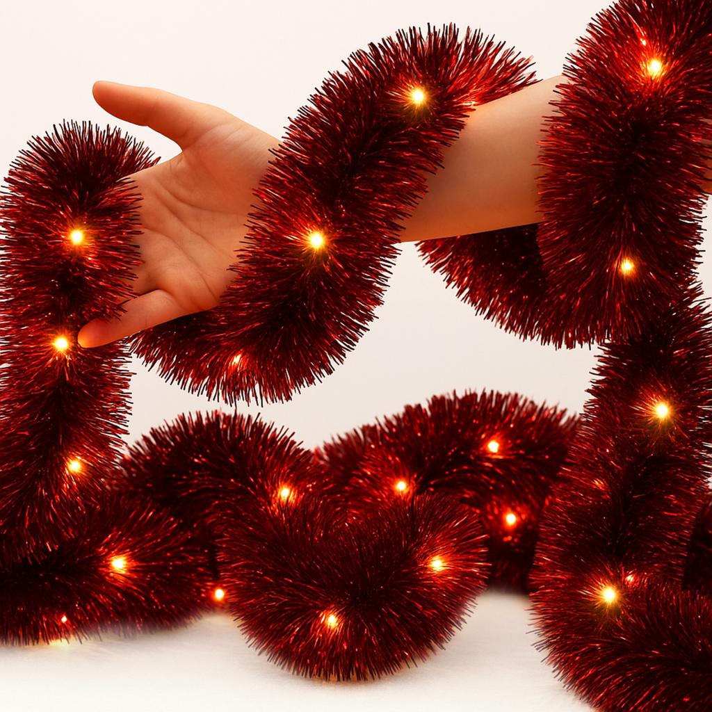 Christmas Tree Led String, Red, Battery-Operated, For The Christmas Tree, 6 Meters