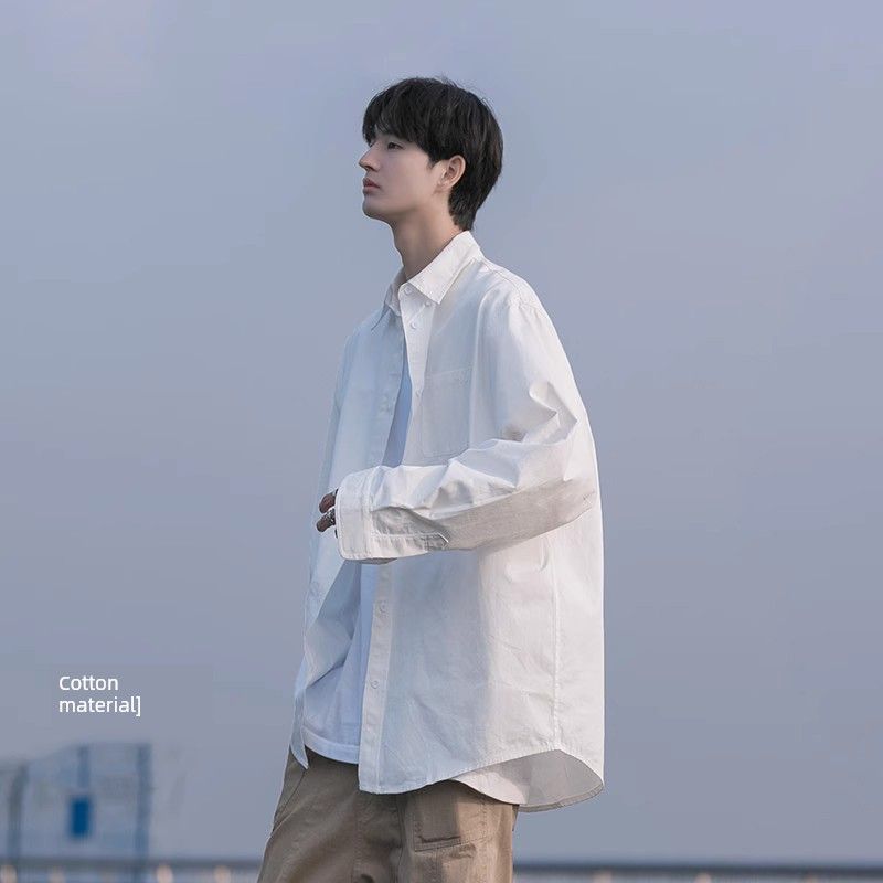 Boy Casual Trendy Workwear Long Sleeve White Shirt