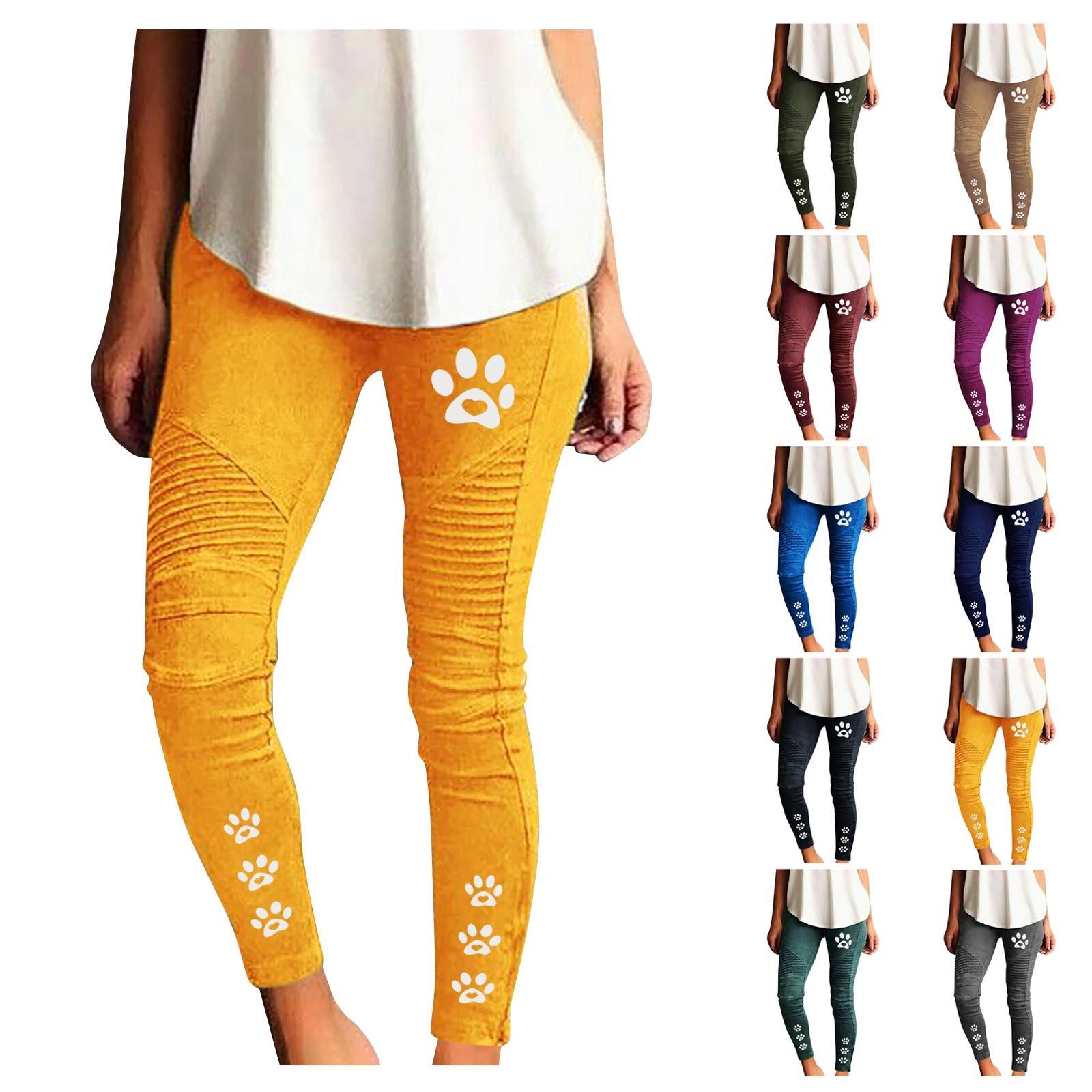 

Женские модные однотонные повседневные узкие эластичные брюки с принтом