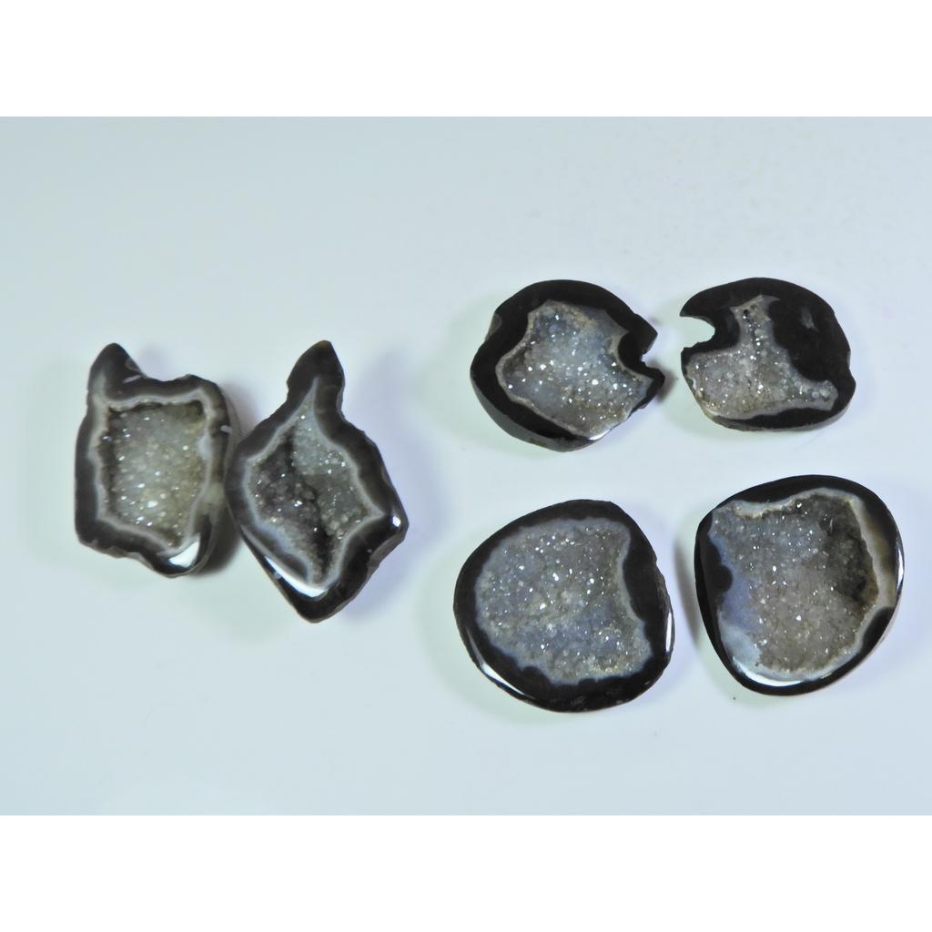 Dyed Slice Druzy Agate Matched pair Cabochon Loose Gemstone 3Pair Lot 248Cts A-732