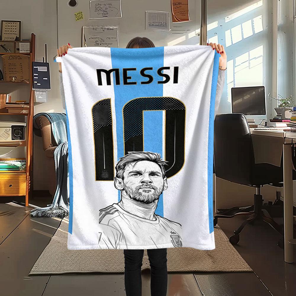 1PC Messi Patterned Flannel Blanket Suitable For All Seasons for Home Decor Warmth and Comfort Gifts Holiday Present