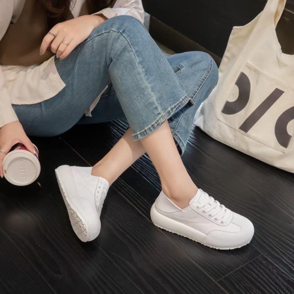 Leather women's autumn new leather sports and leisure shoes versatile platform white shoes two wear board shoes
