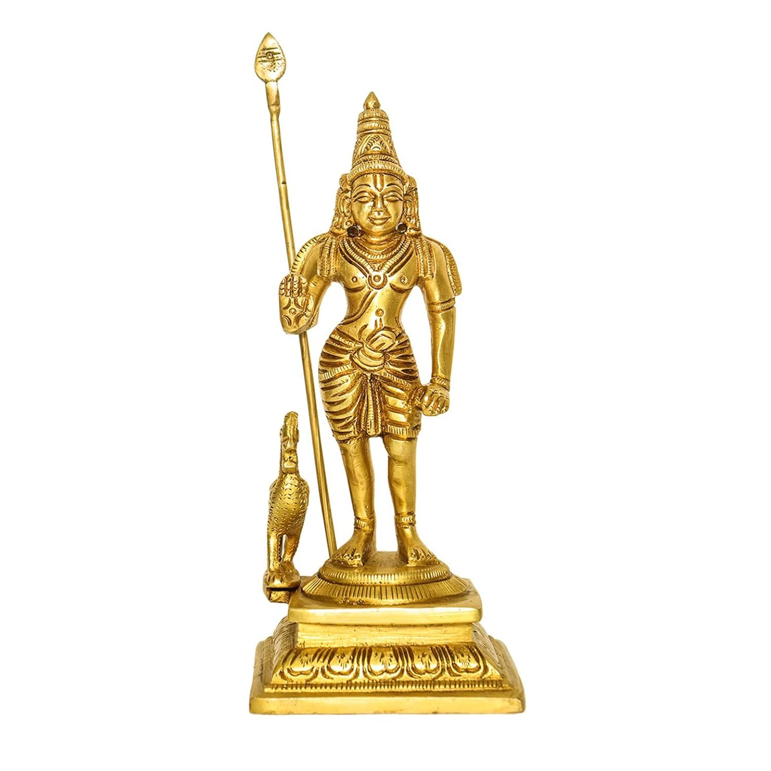 Kartikeya Ji Swami Kartik With Peacock Murugana Kumaraswamy Standing Statue