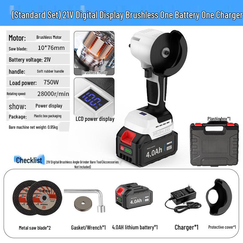 Compact Brushless Lithium Battery Angle Grinder for Home - Electric Micro Grinder for Seam Cleaning and Cutting