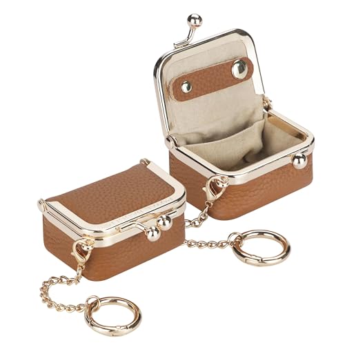 Royal Bagger Genuine Leather Mini Jewelry Box Women's Coin Purse Solid Color Kiss Lock Change Pouch Casual Style Small Storage Bag for Women 1894
