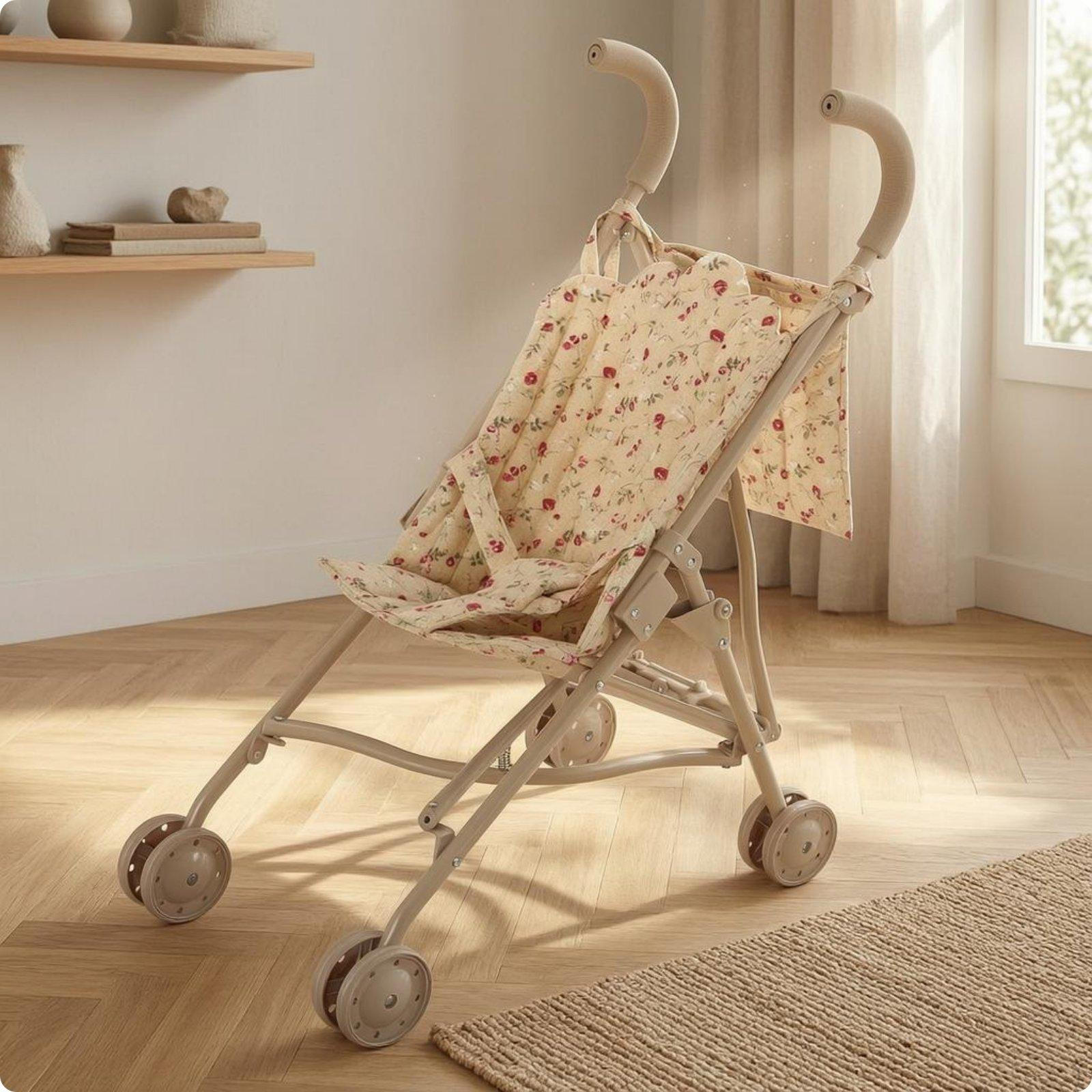 Folding Doll Carriage Metal Frame Foldable Four Wheels Children toy