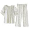 Pajamas women's pure cotton summer thin short-sleeved nine-point pants 1011 new integrated large-size loungewear set with chest pads