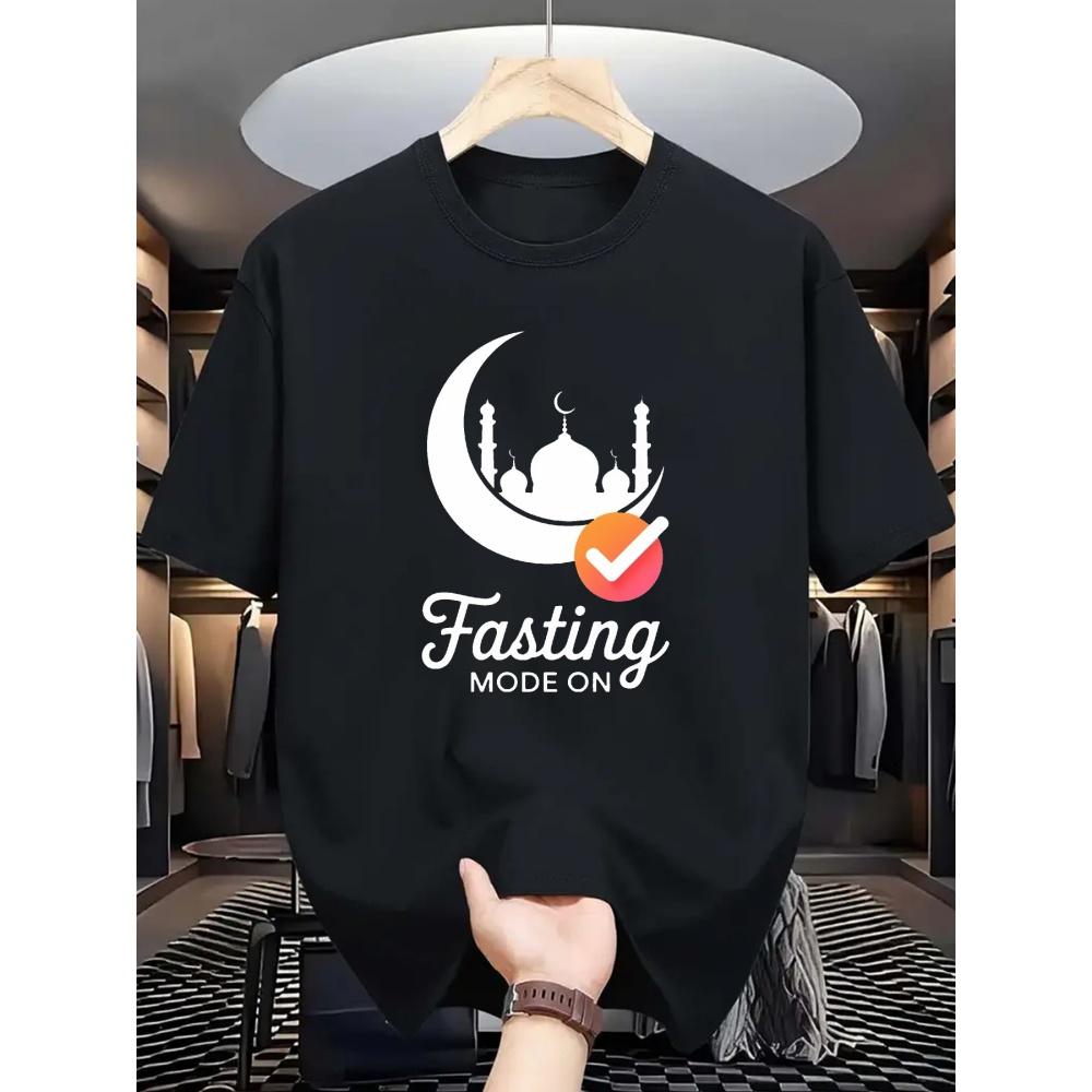Ramadan Gold Pattern Moon Fashion Casual Pattern Print Men's T-Shirt Comfortable Soft Short-Sleeve Summer Holiday Gift Men Top