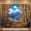1 Piece of 2D Flat Background Fabric, Golden Leaves by the Lake In the Deep Autumn Scenery, Suitable for Party Use