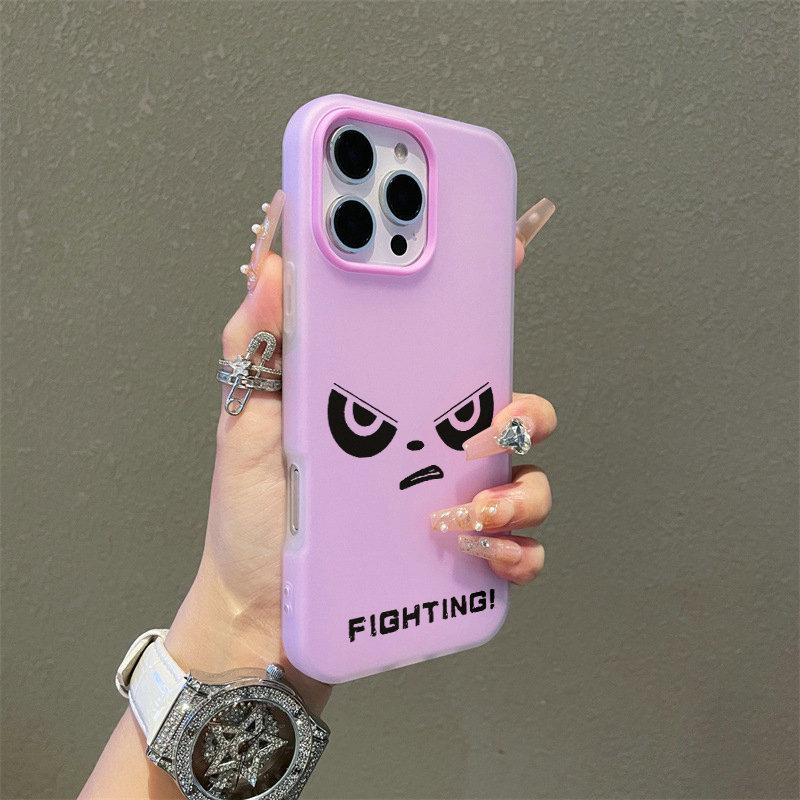 Patterned Matte Frosted Skin Feel Casing PC+TPU 2in1 Angry Face Fighting Printed Protective Cover Soft Back Case
