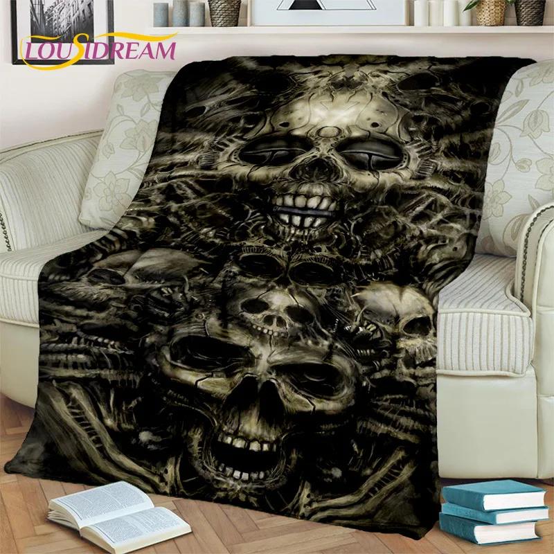 Horror Gothic Skull Ghost Cartoon  Blanket,Soft Throw Blanket for Home Bedroom Bed Sofa Picnic Travel Office Cover Blanket Kids