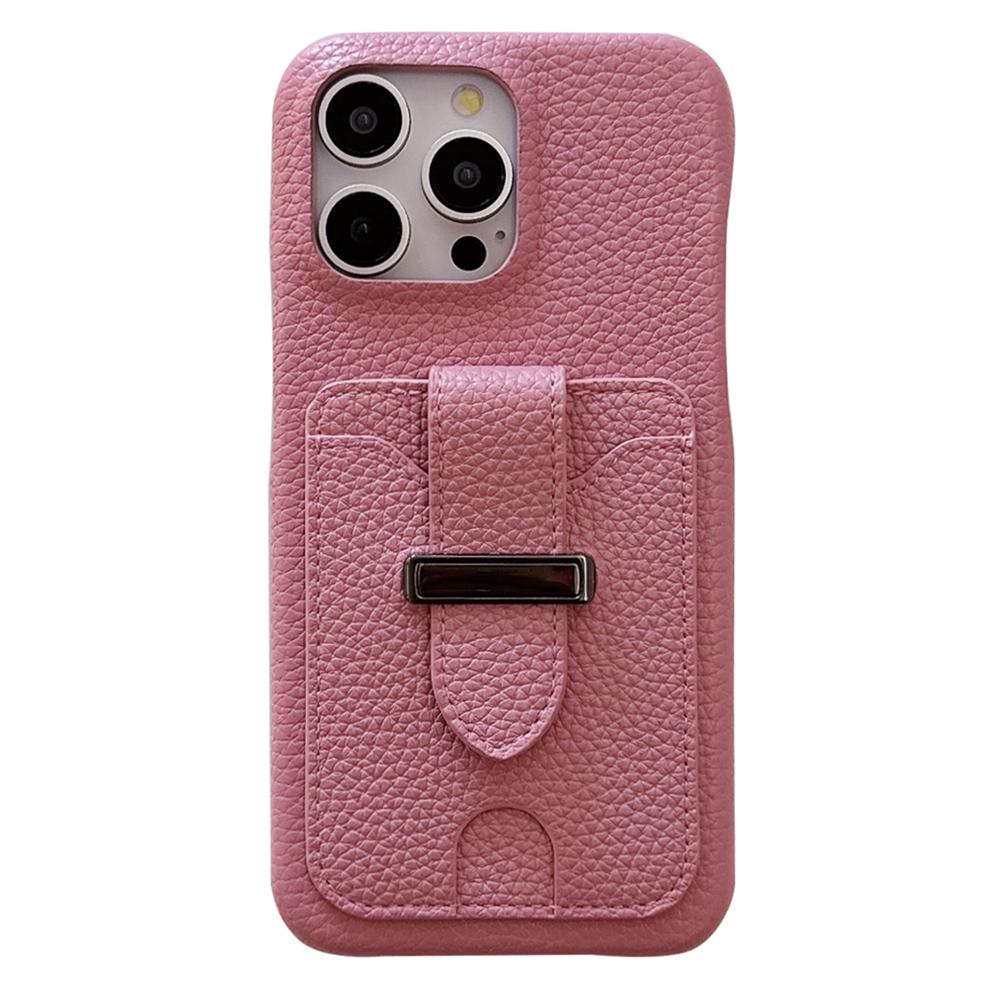 For iPhone 14 Pro Max Case with Card Slots Litchi Texture Leather+PET Phone Cover