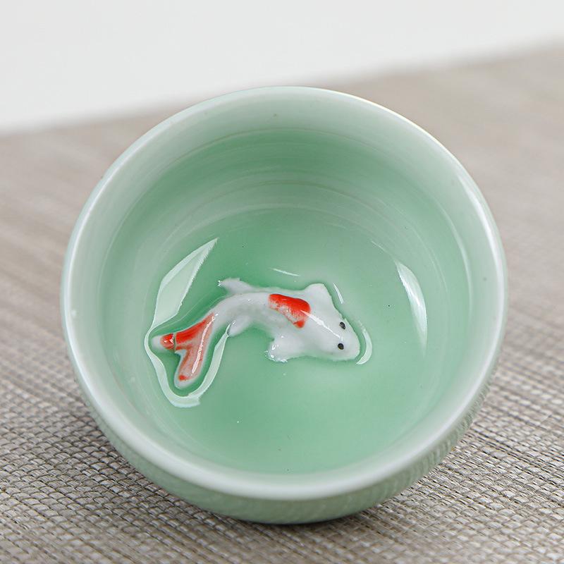 Portable Travel Tea Set, Celadon Fish Set, Wedding and Opening Real Estate Souvenir Gift