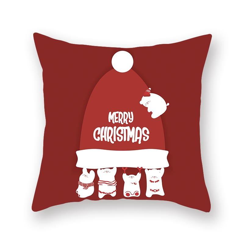 Cartoon Print Christmas Pillow Holiday Decoration Sofa Pillow Case Christmas Cushion