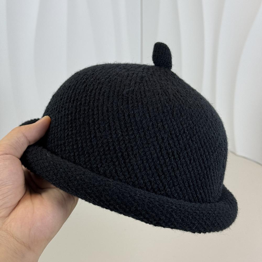 with Short Brim Knitted Hat Solid Color Landlord Hats Fashion Knitted Melon Skin Hats Winter