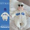 24 A/W Fleece-Lined Smile Embroidered Baseball Romper for Baby Boys/Girls