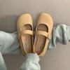 Fashion temperament round head versatile flat bottom shallow mouth single shoes women's 2025 new spring and autumn soft sole Velcro Mary Jane shoes
