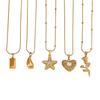 European Ocean Style Starfish & Heart Pendant Stainless Steel Necklace