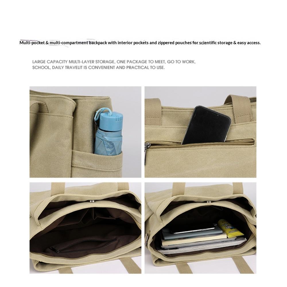 Fashion Simple Large Canvas Women Tote Bag, Durable Dual Carry Bag For Office Document Storage, Student Books And Weekend Leisure Outdoor Trips