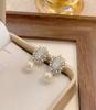 Sparkling Zircon Pearl Earrings Geometric Chandelier Dangle Earrings for Daily or Party Women