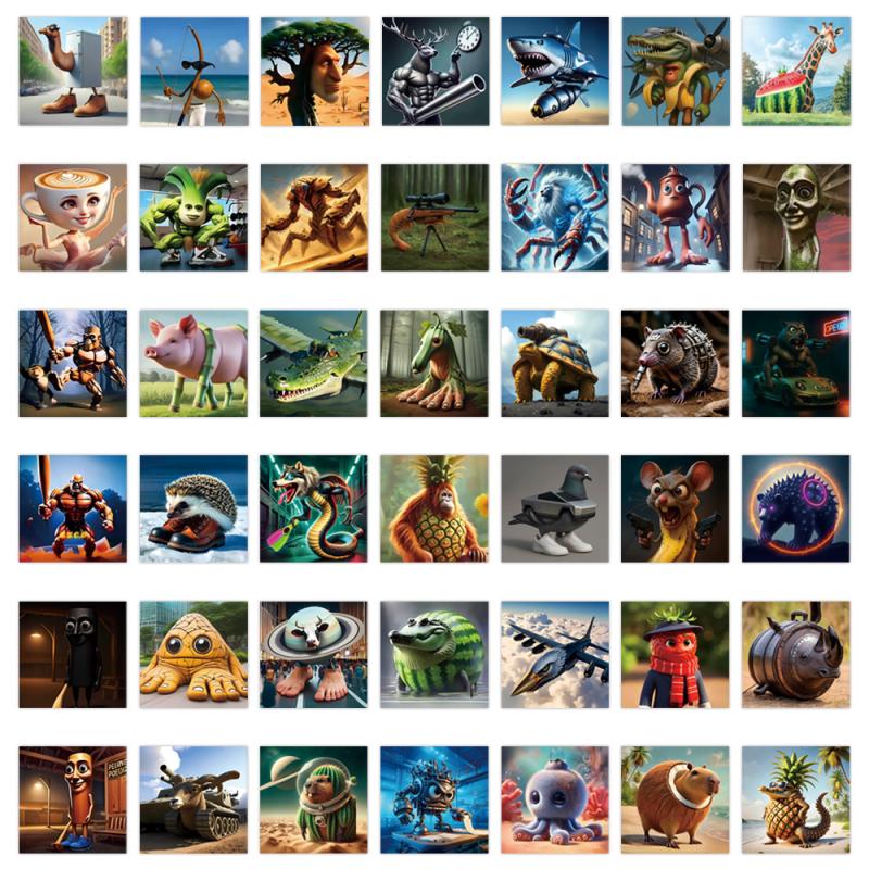 80Pcs Tung Tung Sahur Italian Brainrot Desktop Fun Decorative Waterproof Stickers Abstract Decals For Cupboard Fridge Door