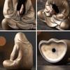 Sitting Buddha Statue Tea Pet Ceramic Faceless Zen Figurine Handmade Kung Fu Tea Set Feng Shui Decor for Home Office Meditation Desk Ornament