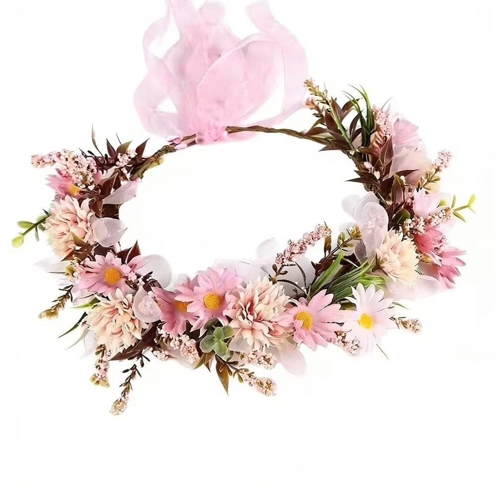Korean Style Flower Crown Simulated Flower Bridal Wreaths Elegant Floral Headband Children