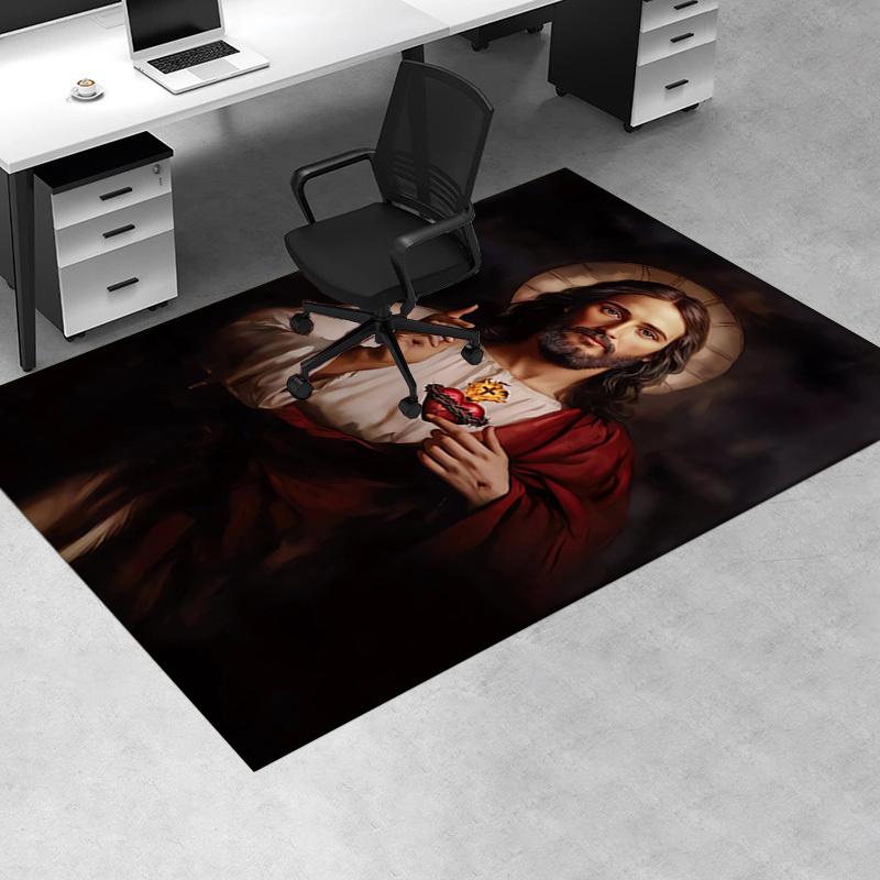 1pc Sacred Heart,Religious Iconography Office Carpet Soft Polyester Entrance Carpet Washable Non sli