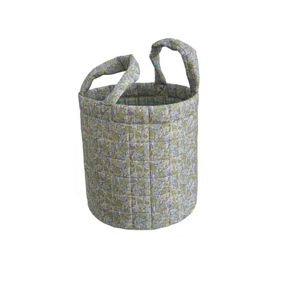 Large Capacity Quilted Storage Basket Cotton Laundry Hampers Floral Storage Basket Clothes Storage 7.87 in циан