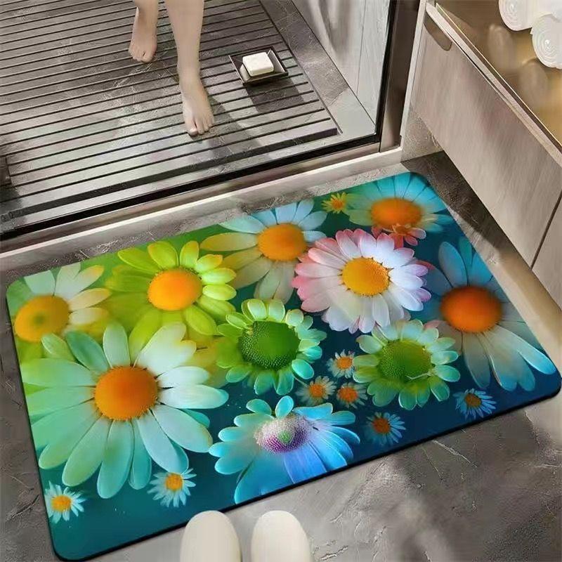 Three-dimensional Diatom Mud Floor Mat Bathroom Toilet Water-absorbing Anti-slip Mat Household Toilet Foot Mat Quick-drying Mat