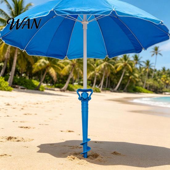 Triangular Handle Umbrella Stake 2Pcs Sun Base with Ground Stake, Screw-in Beach Heavy Duty Holder, Windproof Spiral Stand for Outdoor Yard