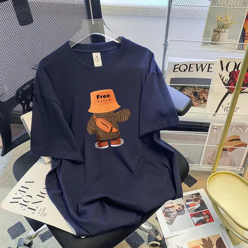 Trendiges Damen-T-Shirt mit kurzen Ärmeln und Bärenmotiv – Perfekter Sommer-Partnerlook