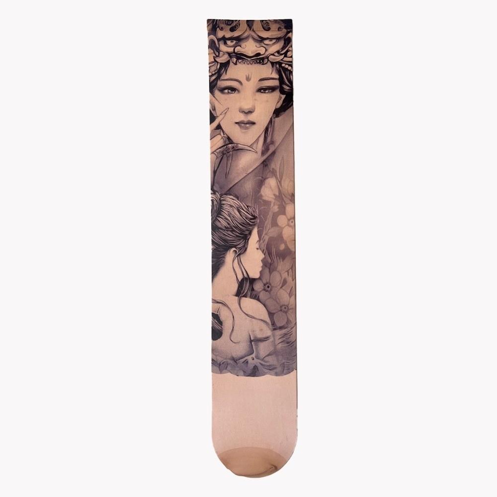 

Elastic Full Leg Tattoo Socks Breathable Sun-proof Socks Cool Fake Tattoo Socking Summer Style 7