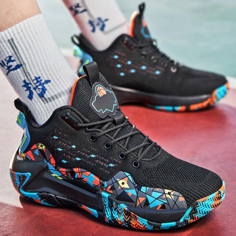 Men's Basketball Shoes, Flying Weave, Breathable, Wear-resistant, Practical, Youth Student Running Shoes