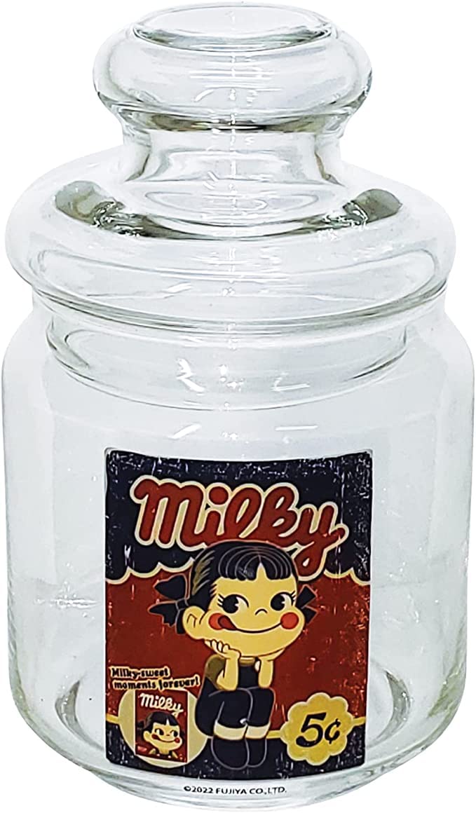 

Sun Art Fujiya Glass Candy 5C Clear Peko-chan Pot/Storage Container/Canister, 500ml, (SAN3800-2),