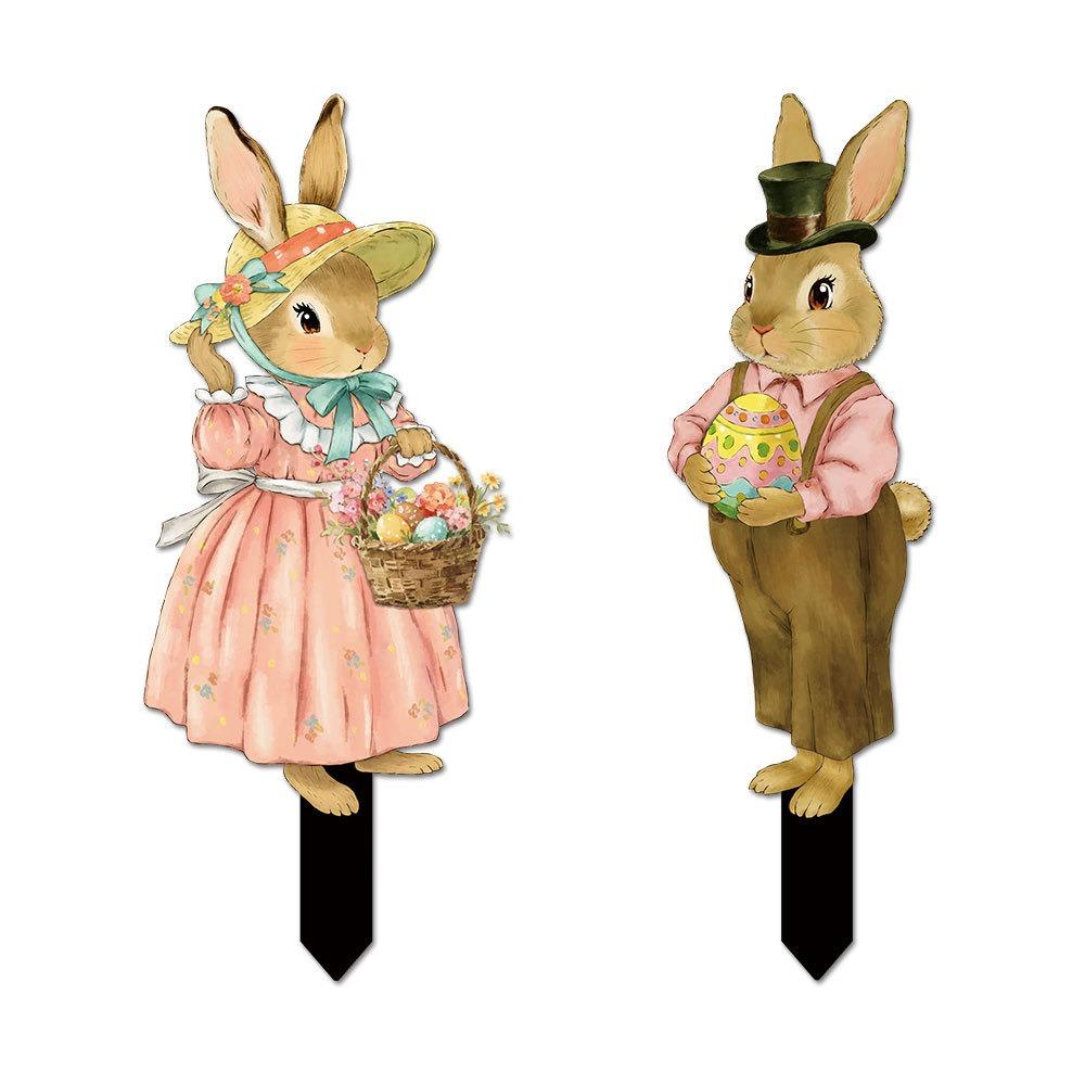 1 Set Cartoon Rabbit Easter Bunny Garden Decoration Multicolor PVC Rabbit Lawn Ornament Ornament Garden Stake Festival Supplies