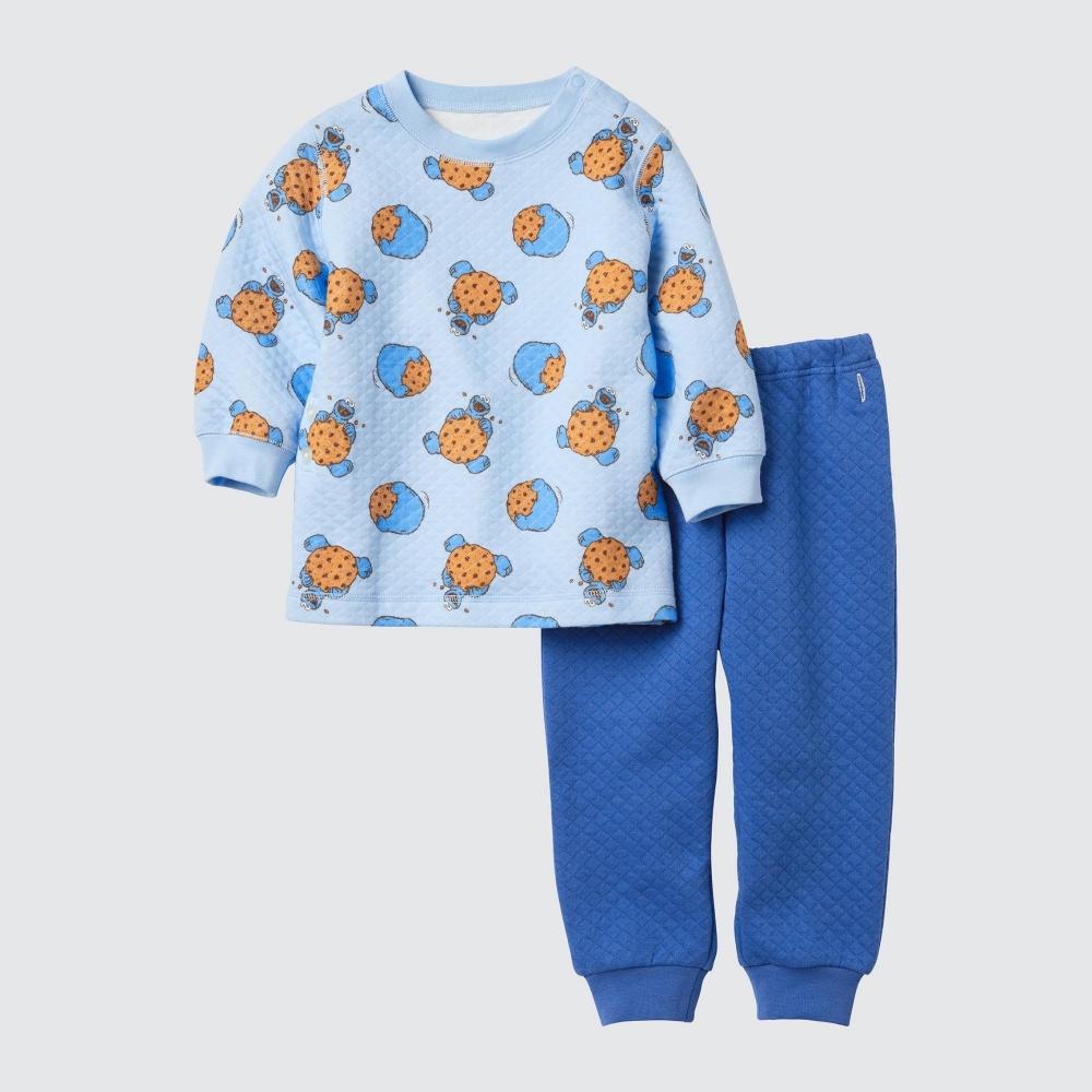 

Uniqlo Bt Sesame Street стеганая пижама с длинным рукавом C 65 BLUE/BABY 80