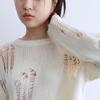 WTEMPO Spring Summer Long-sleeve Hollow-out Breathable Sweaters Solid Color Loose Thin Knitted Pullovers Jumpers Tops