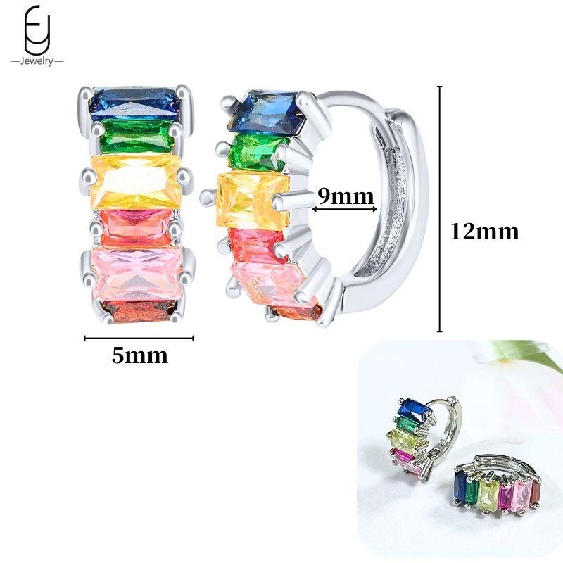 925 Silver Ear Buckles Fashion Hoop Earrings Colorful Crystal Pendants Gold Earring Premium Luxury Women's Jewelry Gift
