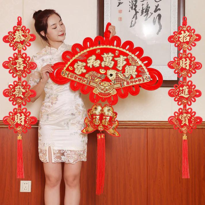 Red Chinese Knot Spring Festival Couplets Pendants Couplets Chinese New Year Decorations DIY Wedding Lucky Auspicious Gifts