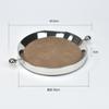 Stainless Steel Metal Mirror Leather Tray Circular Silver Handle Plate Desktop Storage Container Jewelry Tray Fruit Plate