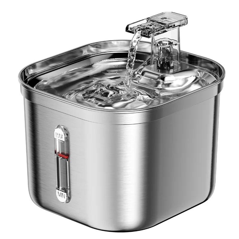 Cats Water Fountain Stainless Steel Auto Running Cat Water Drinker With Filter Motion Sensor Transparent Pets Drinking Dispenser